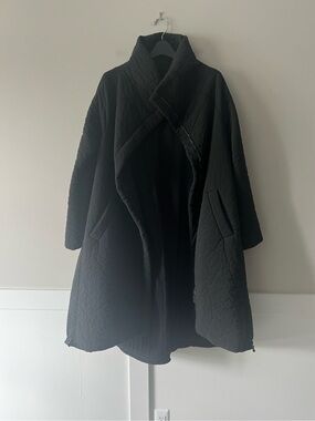 Annette Görtz AW14 Clyde Black Waxed Pebble Texture Quilted Coat Size 36